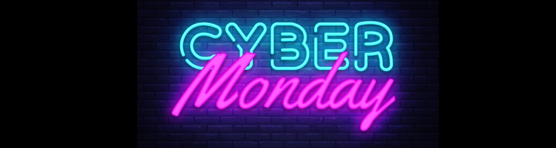 Cyber Monday concept banner in fashionable neon style, luminous signboard, nightly advertising of sales rebates of cyber Monday. Vector illustration for your projects.