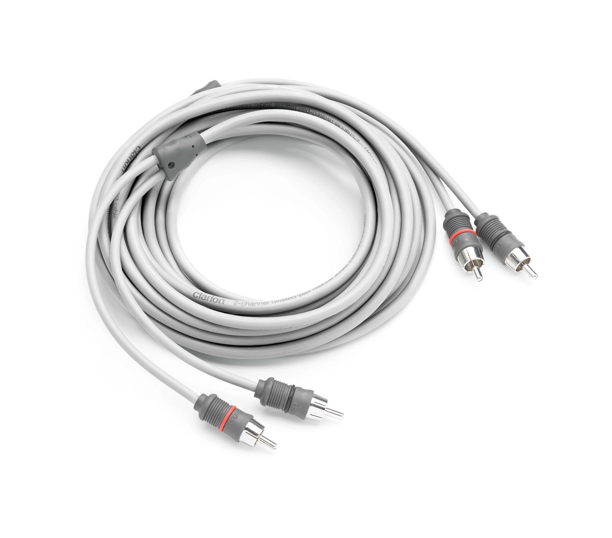 CLARION 2-ch Twisted-Pair Marine Audio Interconnect w/ Molded Connectors – 18 ft. / 3.66 m | 92795