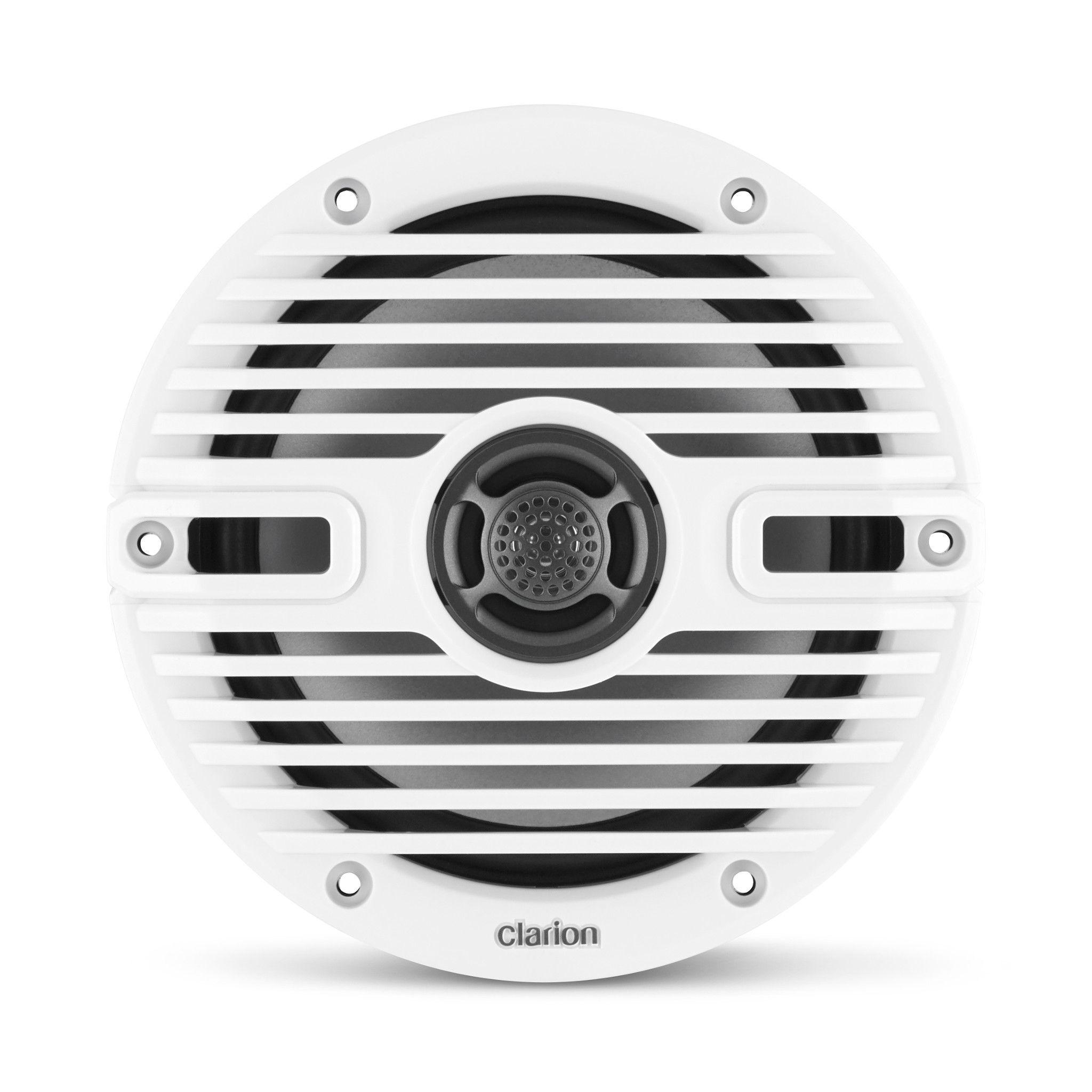 CLARION 6.5-inch Coaxial Marine Speakers, 30W RMS power handling, 1/2-inch (13 mm) polymer dome tweeter *Includes White & Black Classic Grilles | 92609