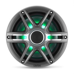 CLARION 7.7-inch Coaxial Marine Speakers with built-in RGB illumination, 60W RMS power handling, 1-inch (25 mm) silk dome tweeter *Includes White & Gray Metallic Sport Grilles | 92621