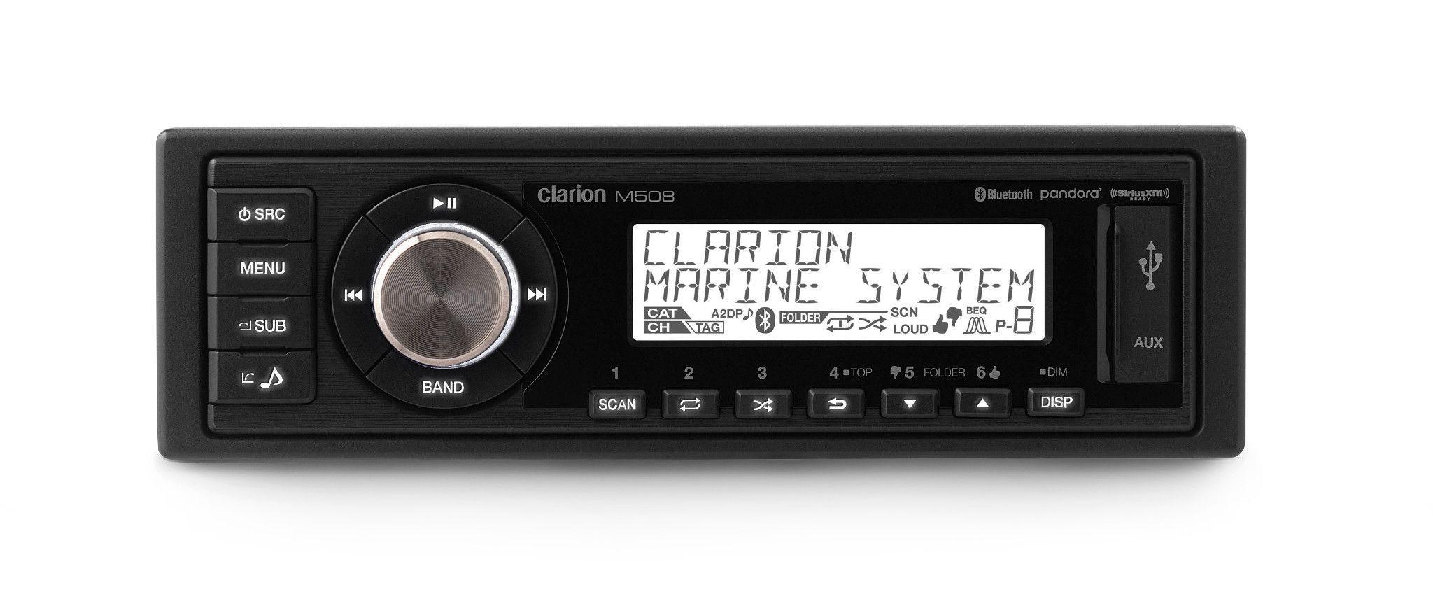 CLARION Digital Media Receiver. Standard DIN chassis and faceplate. Features: AM/FM/WB, Bluetooth with AptX, USB, Aux Input, Pandora and SiriusXM-ready, MFI for Apple iPod/iPhone USB Compatibility *Th