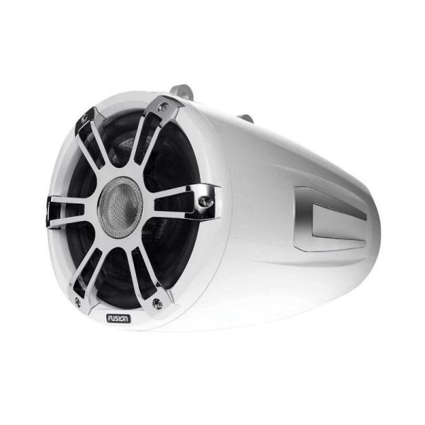 FUSION SG-FT88SPW Signature Series 8.8 in 330 W 4 Ohm 2-Way Coaxial Wake Tower Sports Marine Speaker, White and Chrome|010-02082-10
