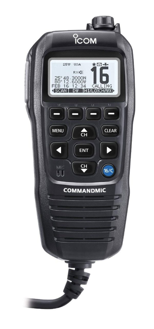 ICOM CommandMic IV with white backlit LCD in black | HM195GB