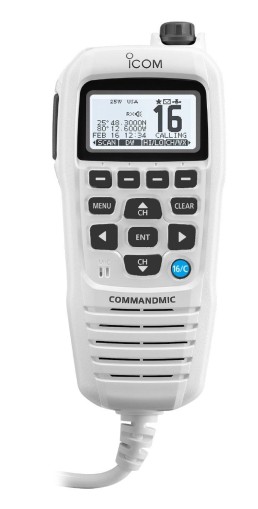 ICOM CommandMic IV with white backlit LCD in super white | HM195GW