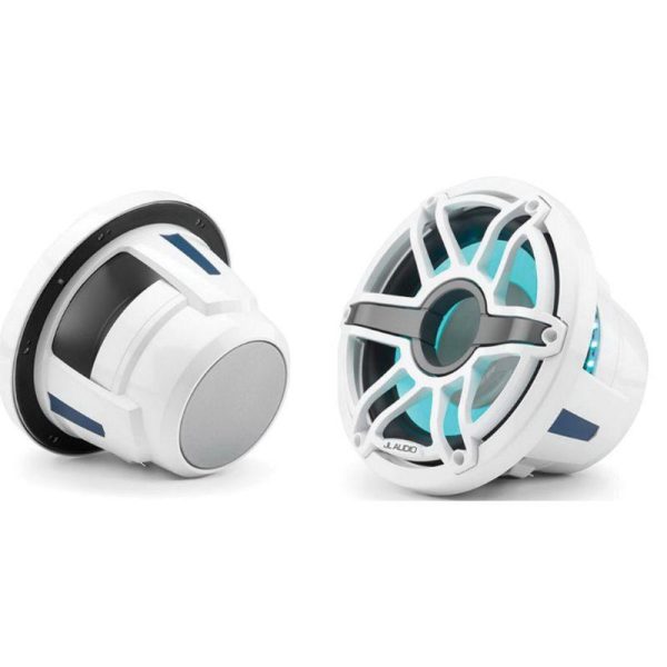 JL AUDIO M6-10IB-S-GwGw-i-4 10 in 250 W 4 Ohm Infinite Baffle Marine Subwoofer Driver with Transflective LED Lighting, Gloss White Trim Ring and Sport Grille | 93636