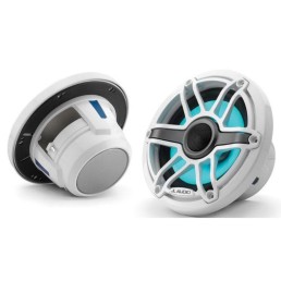 JL AUDIO M6-650X-S-GwGw-i 6-1/2 in 75 W 4 Ohm 2-Way Marine Coaxial Speaker with Transflective LED Lighting, Gloss White Trim Ring and Sport Grille | 93726
