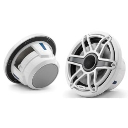JL AUDIO M6-770X-S-GwGw 7.7 in 100 W 4 Ohm 2-Way Marine Coaxial Speaker, Gloss White Trim Ring and Sport Grille | 93601