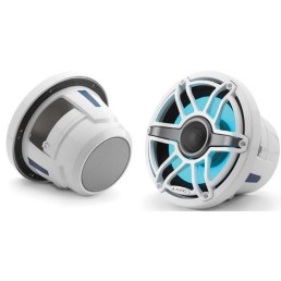 JL AUDIO M6-880X-S-GwGw-i 8.8 in 125 W 4 Ohm 2-Way Marine Coaxial Speaker with Transflective LED Lighting, Gloss White Trim Ring and Sport Grille | 93731