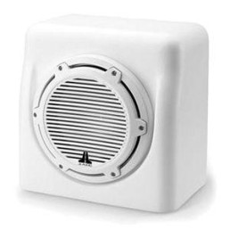JL AUDIO M6-10FES-Mw-C-GwGw-4 10 in 250 W 4 Ohm 2-Way Marine Sealed Enclosed Subwoofer System, Matte White Fiberglass Enclosure, Gloss White Trim Ring, Gloss White Class Grille | 90010