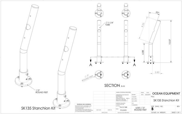 NAVPOD PowerPanel Stanchion Kit -Two 1.25" S.S. tubes for dash mounting of GP1800/GP1040/GP1050/GP1200/GP1030/GP1060/GP1080/GP1170 Series | SK135 | Special Order Item