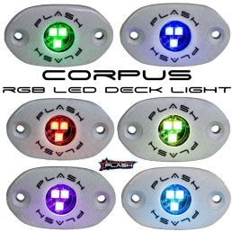 PLASHLIGHTS CORPUS - RGB Carbon Fiber LED Deck Light - White Housing | CF-RL-RGB-S-WHT
