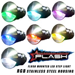 PLASHLIGHTS FLUSH MOUNTED LED STEP LIGHT RGB - 32 Lm - 316 - STAINLESS STEEL HOUSING | DL-SS-RGB
