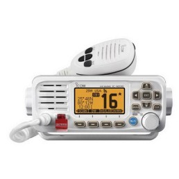 ICOM White marine compact VHF fixed mount with built-in GPS receiver and supplied GPS antenna | M330G/81/WHT,