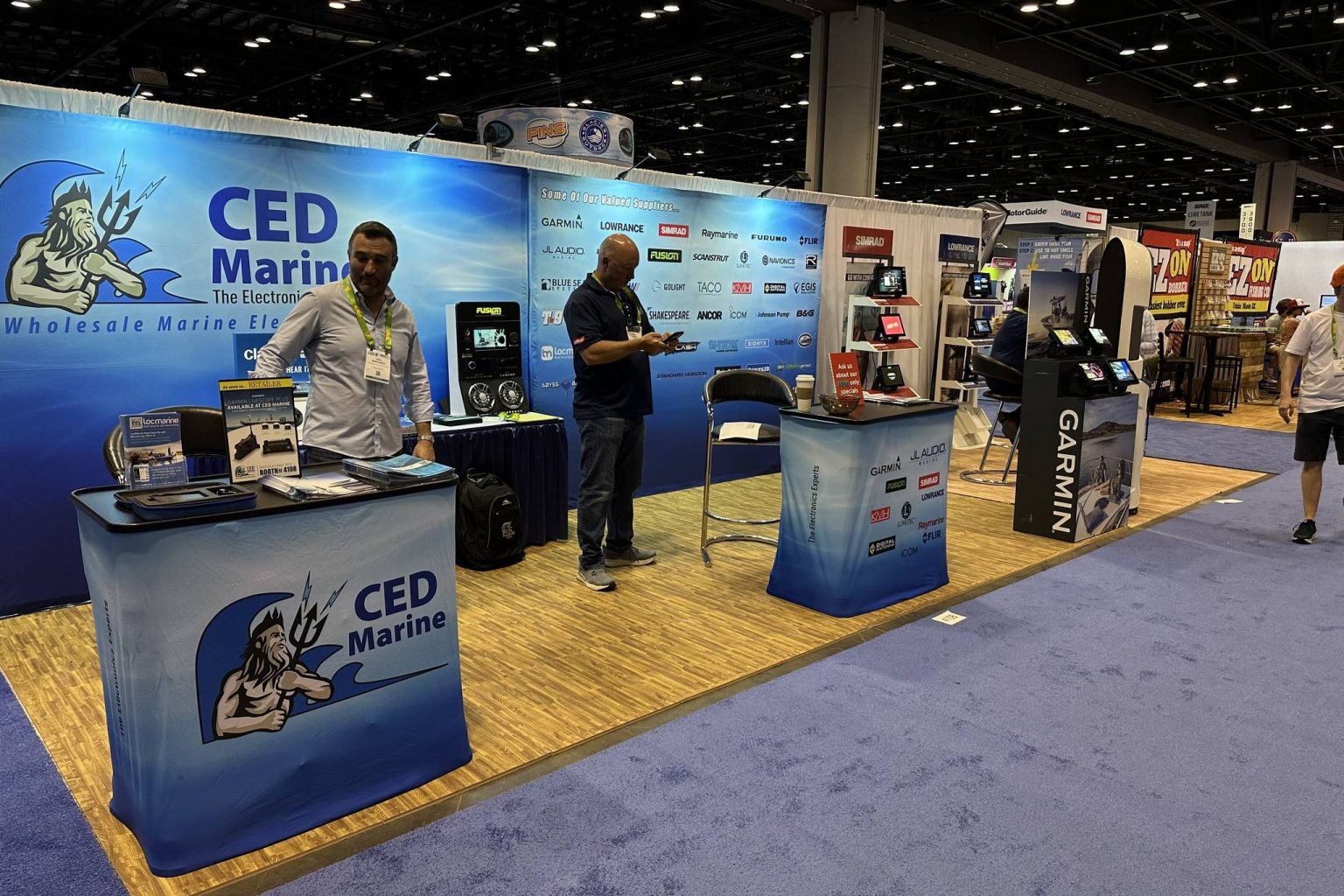 CED Marine booth at a marine industry trade show