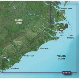 GARMIN VUS007R BlueChart G3 Vision MicroSD/SD Card Regular On the Water Premier Coastal Navigation Chart, Norfolk to Charleston|010-C0708-00