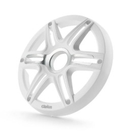 CLARION 10-inch Premium Subwoofer Grille, Sport Style, White, with metallic silver accents | 92624