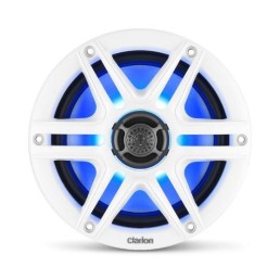 CLARION 6.5-inch Coaxial Marine Speakers with built-in RGB illumination, 30W RMS power handling, 1/2-inch (13 mm) polymer dome tweeter *Includes White & Black Sport Grilles | 92611