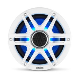 CLARION 6.5-inch Coaxial Marine Speakers with built-in RGB illumination, 50W RMS power handling, 1-inch (25 mm) silk dome tweeter *Includes White & Gray Metallic Sport Grilles | 92620