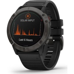 GARMIN fenix 6X Pro Solar, Titanium Carbon Gray DLC with Black Band Smart Watch | 010-02157-20