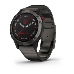 GARMIN fēnix 6 - Pro Solar Edition, Titanium Carbon Gray DLC with Titanium DLC Band | 010-02410-22 *Special Order Item