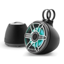 JL AUDIO M6-650VEX-Mb-S-GmTi-i 6-1/2 in 75 W 4 Ohm Marine Enclosed Coaxial Speaker System with Transflective LED Lighting, Matte Black Enclosure, Gunmetal Trim Ring and Titanium Sport Grille | 93411