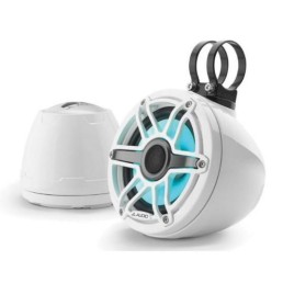 JL AUDIO M6-650VEX-Gw-S-GwGw-i 6-1/2 in 75 W 4 Ohm Marine Enclosed Coaxial Speaker System with Transflective LED Lighting, Gloss White Enclosure, Trim Ring and Sport Grille | 93412