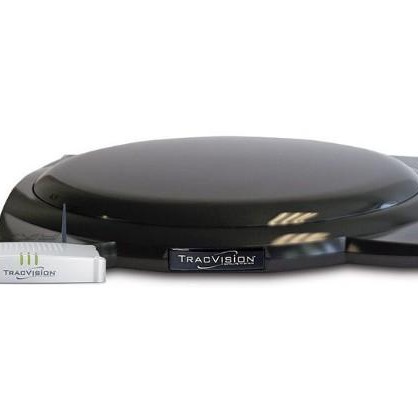 TracVision A9 with IP-enabled TV-Hub A+; Circular LNB with Stacked Dual-output for DIRECTV® and DISH® Network services; Roof-rack Mount version; Black Housing; FREE DIRECTV U.S. or DISH Network Receiv