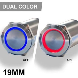 PLASHLIGHTS REVERT Harsh Environment 19MM Dual Color Push Button On/Off Switch - Stainless Steel | HPBS-19-SS-L