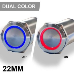 PLASHLIGHTS REVERT Harsh Environment 22MM Dual Color Push Button On/Off Switch - Stainless Steel | HPBS-22-SS-L